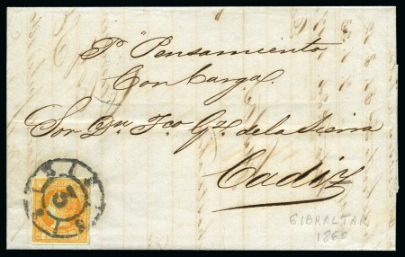 Stamp of Gibraltar 1860 Entire from Gibraltar with Spain 1860-61 4c