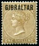 Stamp of Gibraltar 1886 Ovpt on Bermuda issue selection on an album page