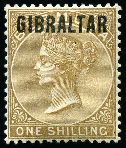 Stamp of Gibraltar 1886 Ovpt on Bermuda issue selection on an album page