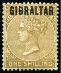 Stamp of Gibraltar 1886 Ovpt on Bermuda issue selection on an album page