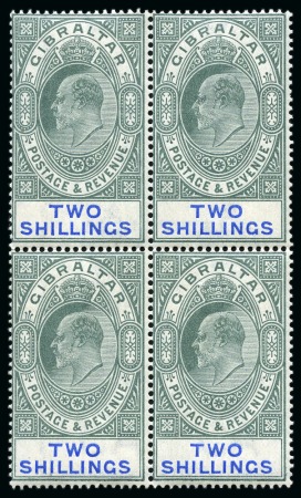 Stamp of Gibraltar 1903 2s Green & Blue in mint lh block of four