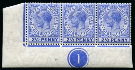 Stamp of Gibraltar 1912-24 2 1/2d Deep Bright Blue with "large 2 in 1/2" variety