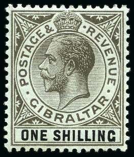 Stamp of Gibraltar 1912-24 1s Black on green on ordinary paper mint