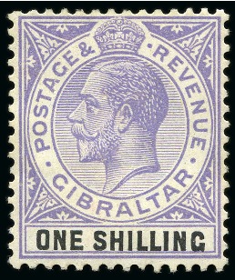 Stamp of Gibraltar 1921-27 1s Colour trial in pale violet and black