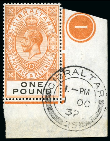 Stamp of Gibraltar 1925-32 £1 Red-Orange & Black used