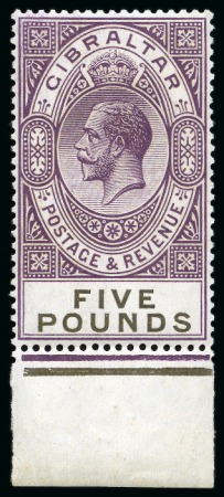 Stamp of Gibraltar 1925-32 £5 Violet & Black mint nh lower marginal
