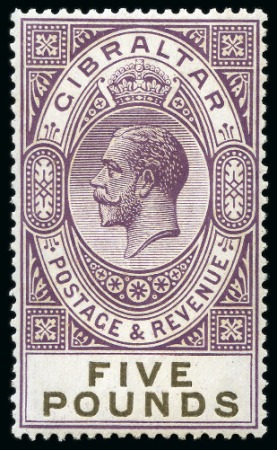 Stamp of Gibraltar 1925-32 Script £5 violet and black mint nh, slightly