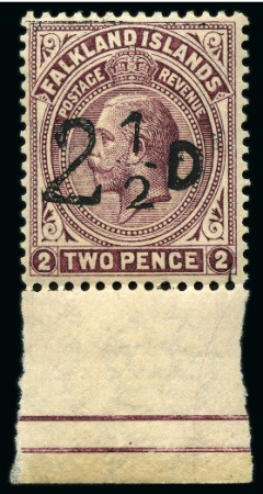 Stamp of Falkland Islands 1928 South Georgia 2 1/2d on 2d provisional lower marginal mint