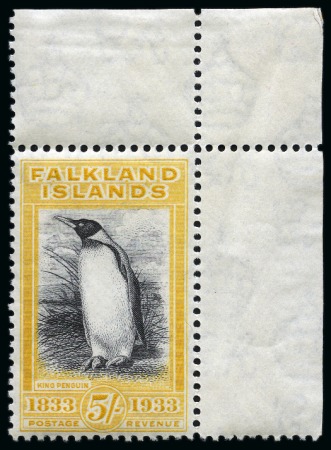 Stamp of Falkland Islands 1933 Centenary 5s black and yellow mint nh