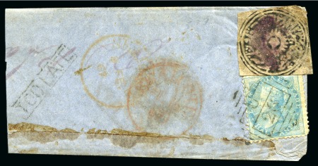 Stamp of Indian States » Jammu & Kashmir 1866 1/2a grey-black, used in combination with India 1/2a blue