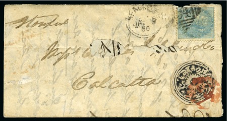Stamp of Indian States » Jammu & Kashmir 1866 1/2a grey-black, used on cover in combination