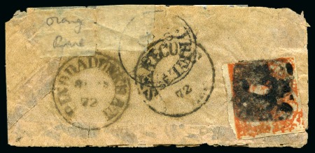 Stamp of Indian States » Jammu & Kashmir 1868-72 1/2a orange, used on cover