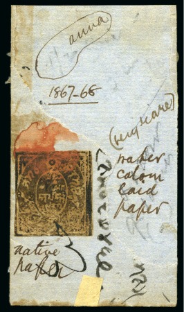Stamp of Indian States » Jammu & Kashmir 1867 1/2a black, native laid paper, used on large part cover