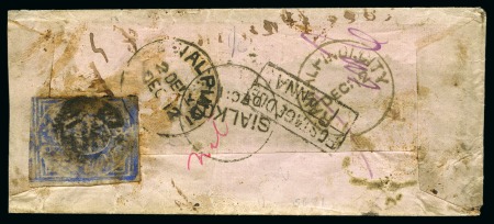 Stamp of Indian States » Jammu & Kashmir 1867-77 1/2a dark violet-blue, native laid paper, on cover