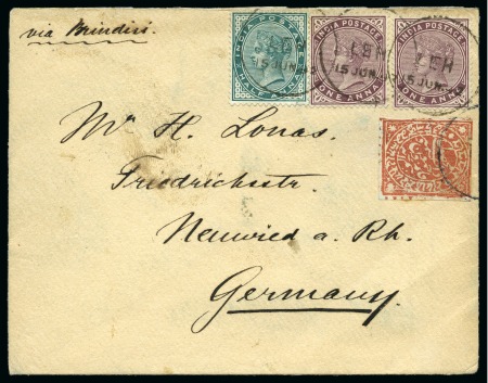 Stamp of Indian States » Jammu & Kashmir SG 147  to Germany from LEH 15 JUN 1892, India 2 1/2 anna 