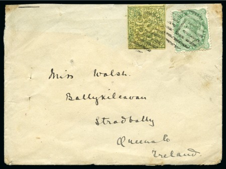 Stamp of Indian States » Jammu & Kashmir combo cover to Ireland with SG 149 and India 4 anna, 6 pies 22 SEP 1887