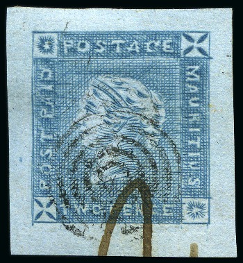 Stamp of Mauritius » 1859 Lapirot Issue » Early Impressions (SG 36-37) 1859 Lapirot 2d blue early impression, pos.10, used