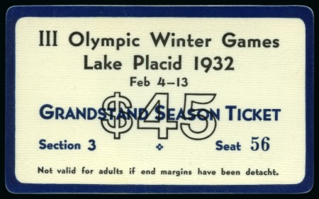 Stamp of Olympics » 1932 Lake Placid 1932 Lake Placid. Set of three season tickets