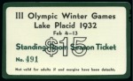 Stamp of Olympics » 1932 Lake Placid 1932 Lake Placid. Set of three season tickets