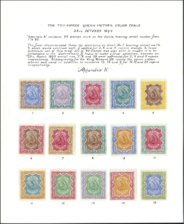 Stamp of India » 1855-1946 De La Rue and later Crown Colony Issues Unique Complete Series of 324 Colour Trials