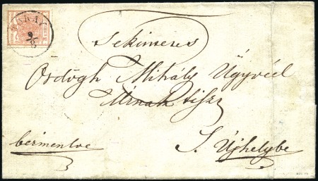 Stamp of Hungary TOKAYER DURCHSTICH3Kr rosa Handpapier mit Tokaye