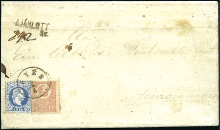 Stamp of Hungary 5Kr rosa (Steindruck) in Ausgabenmischfrankatur mi