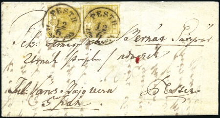 Stamp of Hungary 1Kr orangegelb Handpapier Type III, zwei gut geran