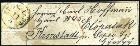 Stamp of Hungary Gelber Merkur auf Adresszettel entwertet KRONSTADT