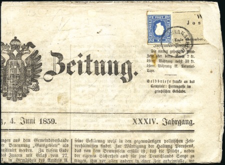 Stamp of Hungary 1858 1.05Kr blau Type I entwertet mit Einkreis CSA