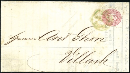 Stamp of Hungary 1863-64 5Kr rot weit gezähnt, entwertet mit GRÜNEM