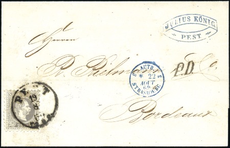 Stamp of Hungary 25Kr grauviolett entwertet PEST / VASP 19/8 69 auf