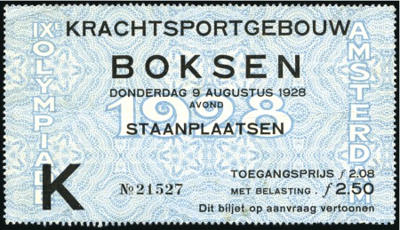 Stamp of Olympics » 1928 Amsterdam » Memorabilia Tickets: Day ticket for the Boxing, 9th August, un