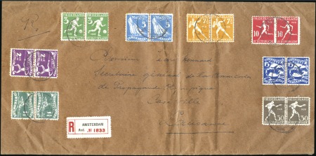 Stamp of Olympics » 1928 Amsterdam » Issued Stamps, Covers and Cancellations 1928 (Sep 6) Large envelope with complete Olympic  set in pairs tied by Amsterdam cds