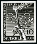 Stamp of Olympics » 1952 Helsinki BERLIN: Olympic Festival series group incl. black photographic proof imperf on official card