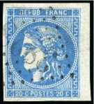 Stamp of France 1870 Lot de quatre 20c Bordeaux avec variétés