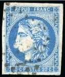 Stamp of France 1870 Lot de quatre 20c Bordeaux avec variétés