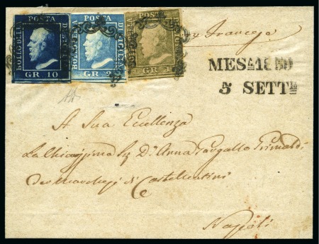 Stamp of Italian States » Sicily 1859 10gr Blue "cupo" plus 1gr olive-green and 2gr