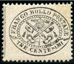 Stamp of Italian States » Papal States 1868 3c Rose-grey, NEVER HINGED single, an excepti