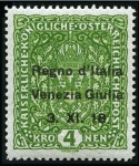 Stamp of Italy » Italy Military Government Venezia-Giulia 1918 2k Blue, 3k Rose-carmine and 4k green, never 