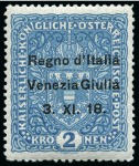 Stamp of Italy » Italy Military Government Venezia-Giulia 1918 2k Blue, 3k Rose-carmine and 4k green, never 