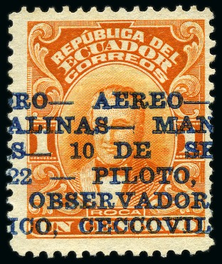 Stamp of Ecuador » General Issues 1920 Airmail cancellation CORREO HIDRO - AEREO - G