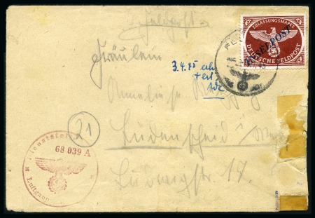 Stamp of Germany » Fieldpost WW II » Fieldpost WW II - Wehrmacht 1944 Agram Inselpost chestnut with black-blue over