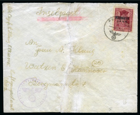 Stamp of Germany » Fieldpost WW II » Fieldpost WW II - Wehrmacht 1944 Rhodes WEIHNACHTEN 1944 lake with black overp