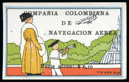 Stamp of Colombia » Colombia Compania Colombiana de Navegacion Aérea 1920 COMPAÑIA COLOMBIANA DE NAVEGACION AEREA 10c b