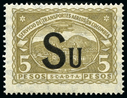 Stamp of Colombia 1923-28, SCADTA 17 complete sets of 12 values bear