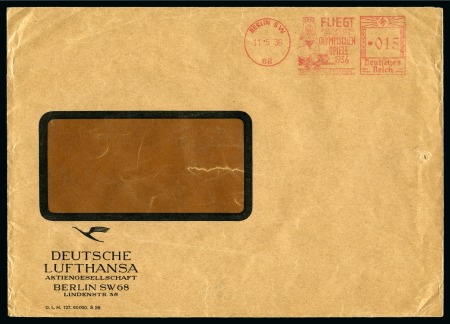 Stamp of Olympics » 1936 Berlin » Special Postmarks 1936 Berlin "Fliegt nach Deutschland dem land der 