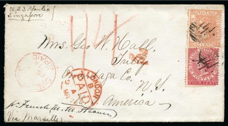 Stamp of Malaysia » Straits Settlements 1874 (Feb) Envelope from Singapore to the USA with