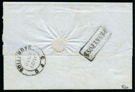 Stamp of Mauritius » Pre-Stamp & Stampless Postal History 1859 Wrapper with PENNY POST boxed hs