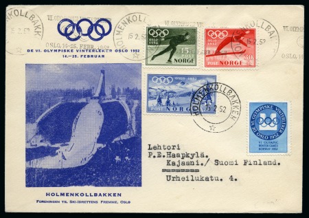 Stamp of Olympics » 1952 Oslo 1952 Oslo. Cover with  Holmenkollbakken Olympic slogan roller cancel