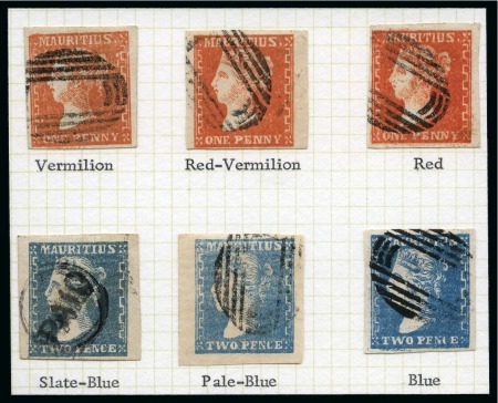 Stamp of Mauritius » 1859 Dardenne Issue (SG 41-44) 1859 Dardenne 1d and 2d group of 6